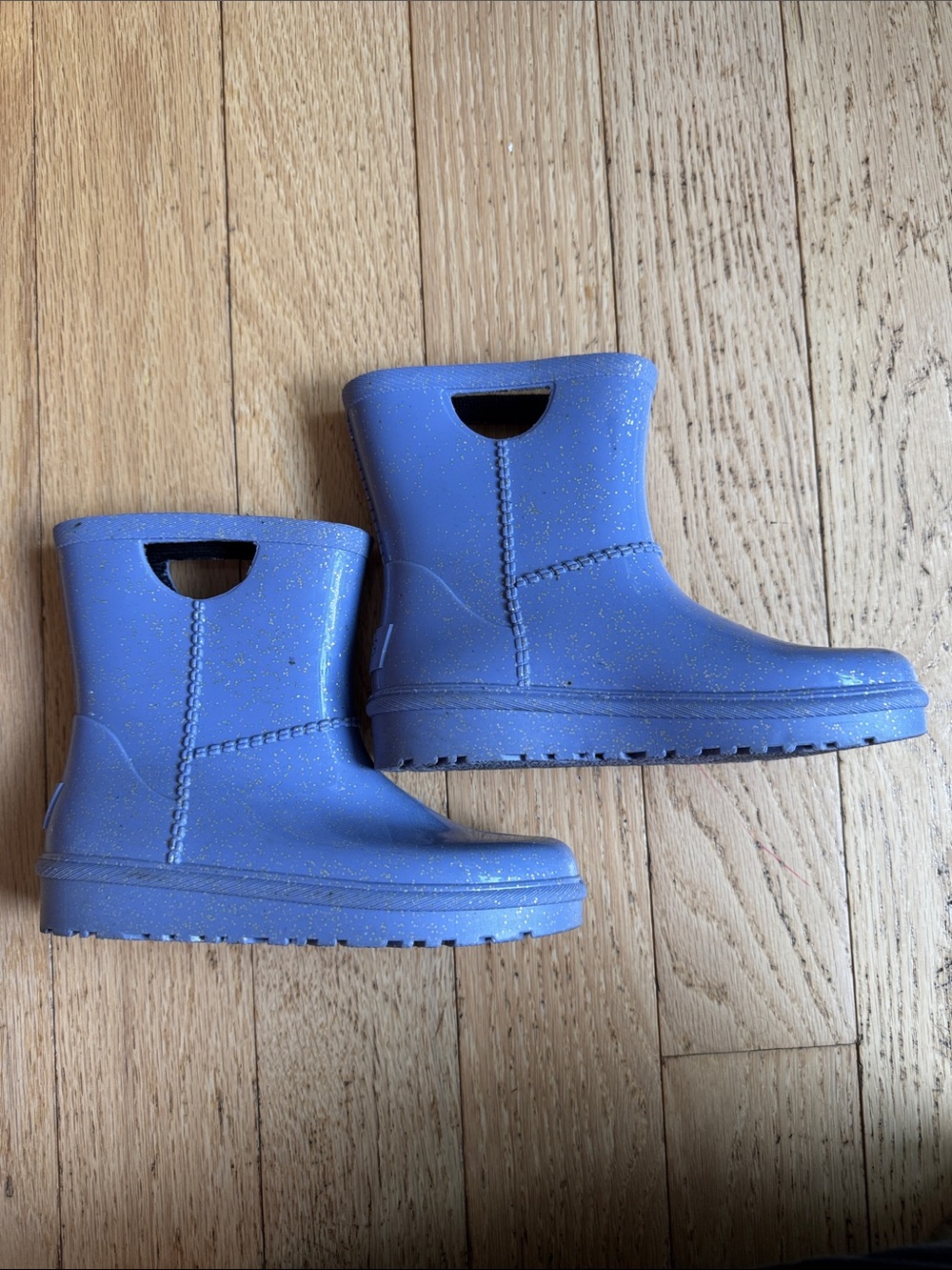 UGG Kids Waterproof Purple Glitter Short Rain Boots in Size 12